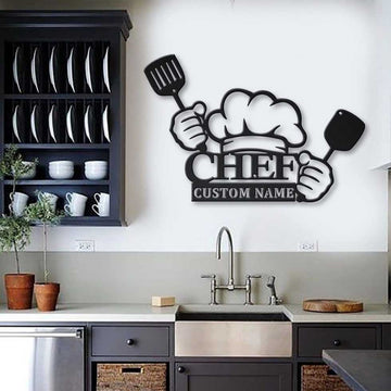 Personalized Kitchen Chef Metal Wall Decor - Cut Metal Sign