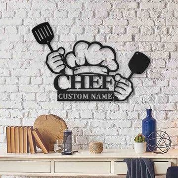 Personalized Kitchen Chef Metal Wall Decor - Cut Metal Sign