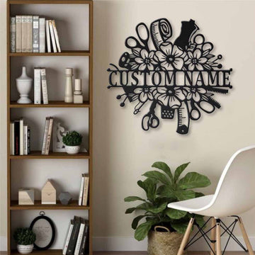 Sewing Tools Personalized Monogram - Personalized Metal House Sign