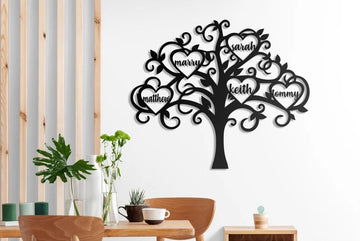 Family Tree Metal Wall Art -  Personalized Metal House Sign