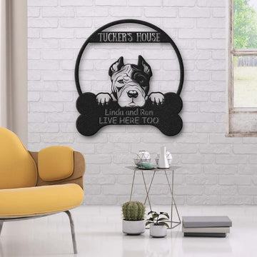 Pitbull's House Dog Lovers Personalized Metal Sign