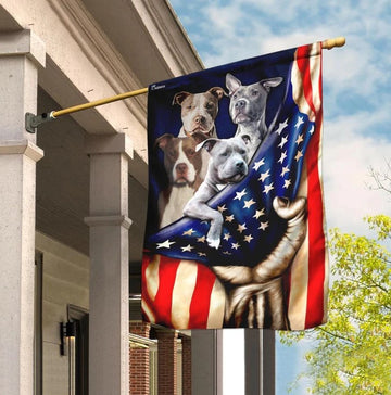 Pitbull Dogs America Flag Independence Day - House Flag