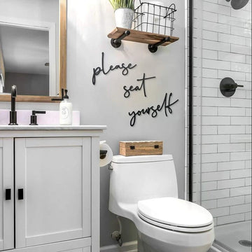 Please Seat Yourself Wall Art For Bathroom -  Metal Sign Home Decor