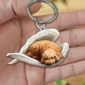 Poodle Sleeping Angel Acrylic Keychain Dog Sleeping Keychain, Poodle Lover