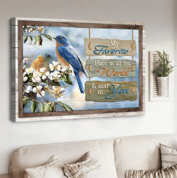 Pretty Eastern bluebird, Jasmine forest, My favorite place in all the world - Matte Canvas