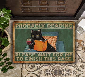 Cat and wine probably reading please wait for me book - Doormat