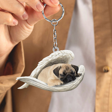 Pug Sleeping Angel Acrylic Keychain Dog Sleeping Keychain, Pug Lover