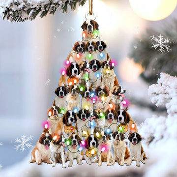 st bernard Lovely Tree Christmas 2 sides Ornament