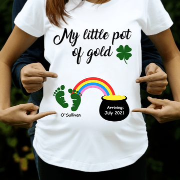 Family Personalized Tshirt Pregnancy Announcement My Little Pot Of Gold