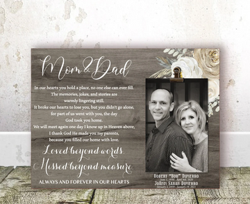 Memorial Mom and Dad Loved Beyond Words Missed Beyond Measure - Personalized Photo Clip Frame