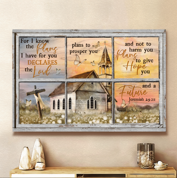 Jesus For I Know the Plans I Have For you White church - Matte Canvas