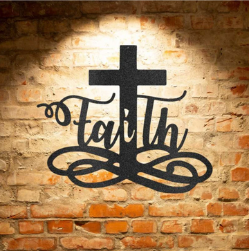 Faith Cross Jesus Metal House Sign