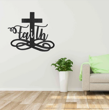 Faith Cross Jesus Metal House Sign
