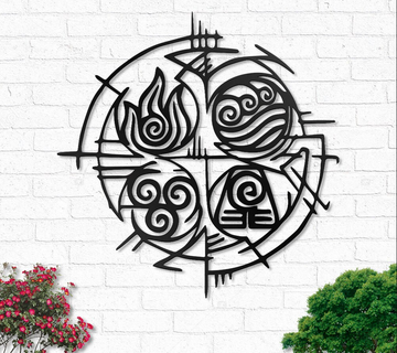Four Elements Earth Water Air Fire - Cut Metal Sign
