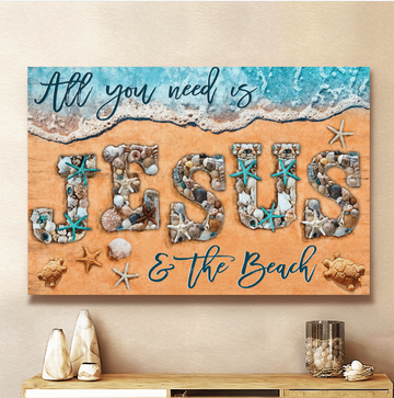 Seashell All you need is Jesus and the beach  - Matte Canvas