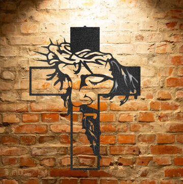 Jesus Cross Crown of thorns Metal House Sign