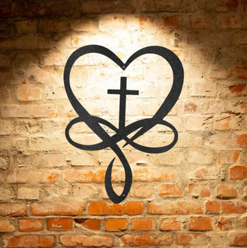 Infinity heart with cross Jesus Metal House Sign