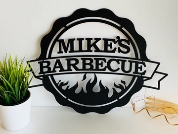Custom Name Barbecue Patio Sign Garden Outdoor Dad's BBQ Home Decor - Cut Metal Sign