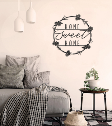 Floral Home Sweet Home - Cut Metal Sign