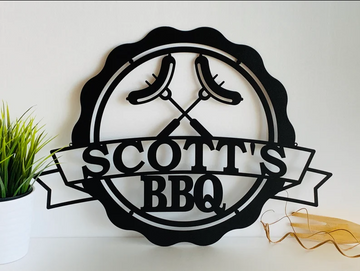 Personalized BBQ Grilling Sign Sausage - Cut Metal Sign