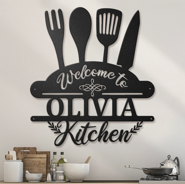 Customize Kitchen Welcome to Kitchen - Cut Metal Sign