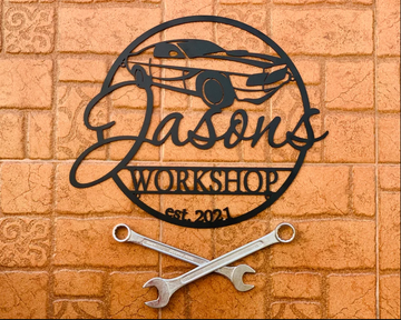 Garage Est Sign Personalized Workshop - Cut Metal Sign