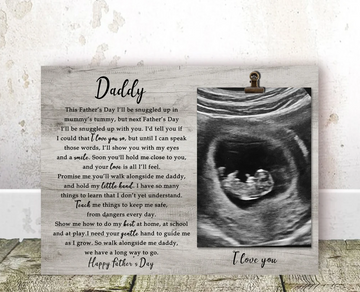 First Father's Day Gift for Husband Soon to be Dad - Personalized Photo Clip Frame
