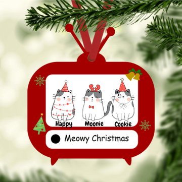 Meowy Christmas - Personalized Ornament, Gift for Cat lovers, Gift for her, Gift for him, Gift for Christmas