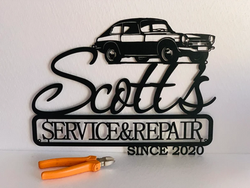 Personalized Car Service & Repair Workshop Garage Est Sign - Cut Metal Sign