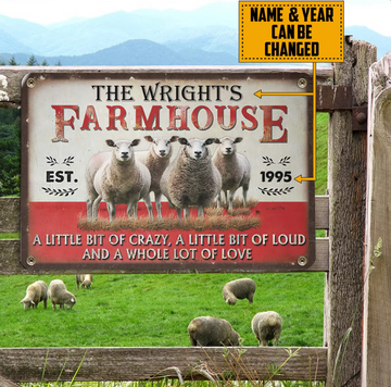 Customized Sheep Farmhouse  A Little Bit of Crazy - Funny Wall Art - Personalized Classic Metal Signs