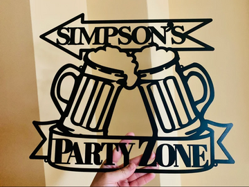 Personalized Party Zone Arrow Place Beer Zone - Cut Metal Sign