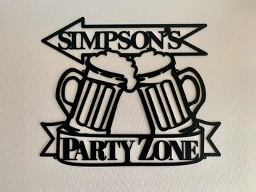 Personalized Party Zone Arrow Place Beer Zone - Cut Metal Sign
