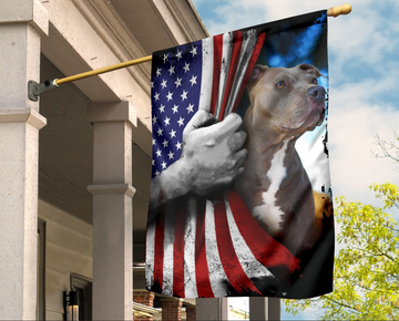 Patriotic Pitbull Flag Happy Independence Day  - House Flag