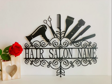 Personalized Hair Stylist Name Monogram Hair Dresser - Cut Metal Sign