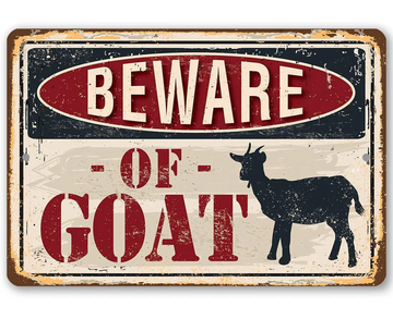 Beware Of Goat - Funny Wall Art - Classic Metal Signs