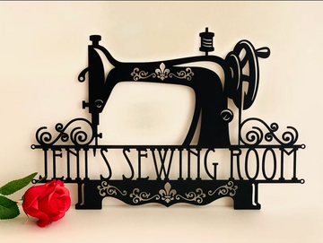 Custom Sewing Machine Personalized Sewing Room Sign Vintage Quilting - Cut Metal Sign