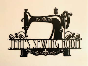 Custom Sewing Machine Personalized Sewing Room Sign Vintage Quilting - Cut Metal Sign
