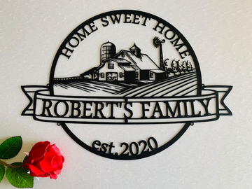 Home Sweet Home Family Sign Personalized Last Name Sign - Cut Metal Sign