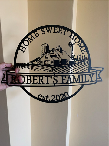 Home Sweet Home Family Sign Personalized Last Name Sign - Cut Metal Sign