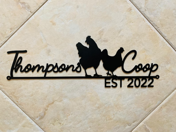 Personalized Chicken Coop, Custom Family Name Plaque, Farm Sign - Cut Metal Sign