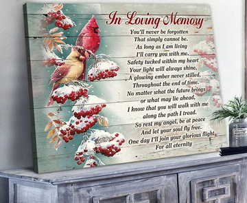 Cardinal In loving memory you'll never be forgotten - Matte Canvas