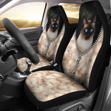 Siamese Cat In The Zipper - Car Seat Covers