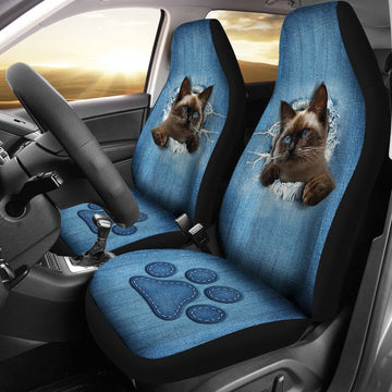 Siamese Cat Jean Art - Car Seat Covers