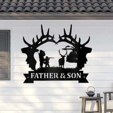Father and Son best hunting partner- Cut Metal Sign