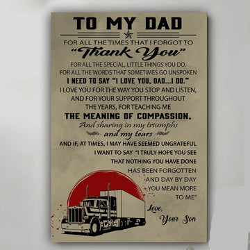 To My Dad From Trucker Son Poster Gift For Dad