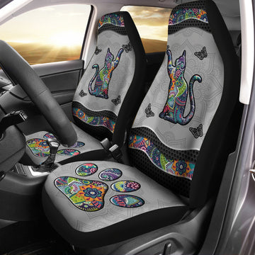 Cat and butterfly mandala pattern - Car Seat Covers