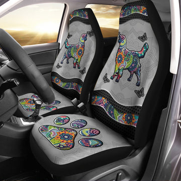 Golden retriever and butterfly mandala pattern - Car Seat Covers