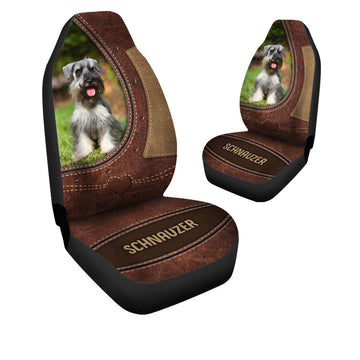 Funny Smiling Schnauzer  - Car Seat Covers