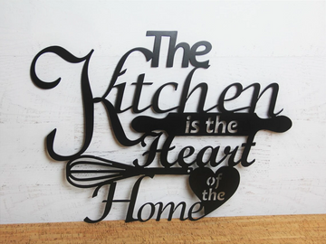 The Kitchen Is The Heart Of The Home  | Wall Art Decor - Cut Metal Sign
