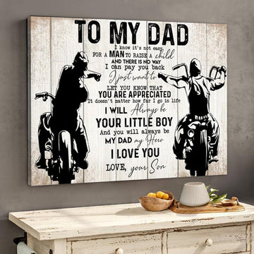 To My Dad From Son Biker Dad Motorcycles Lover Canvas Gift For Dad